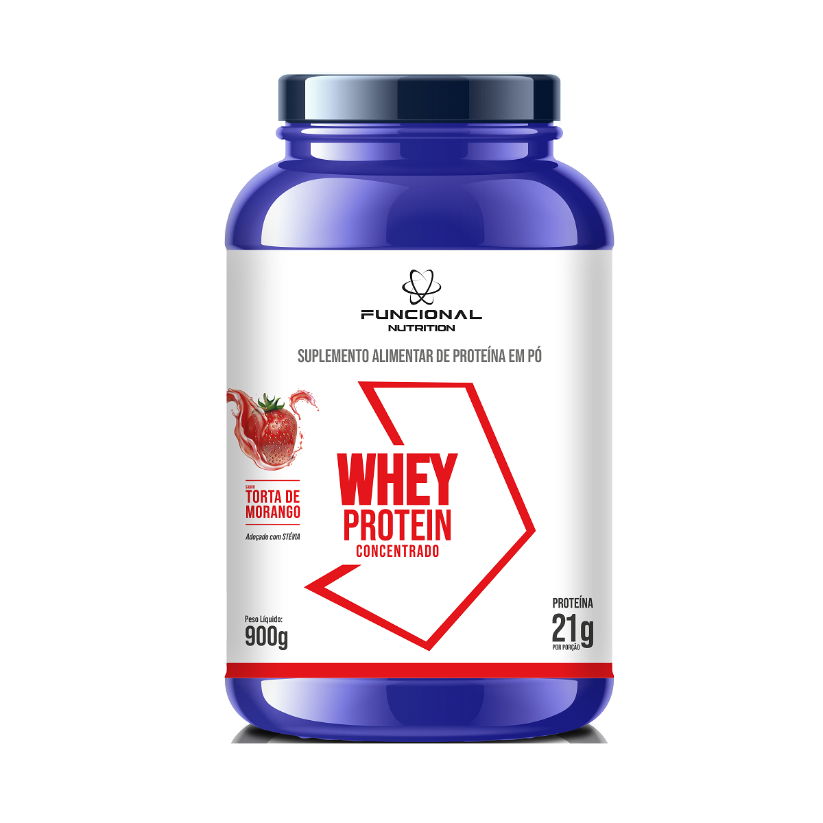 WHEY PROTEIN CONCENTRADO - TORTA DE MORANGO 900 grs