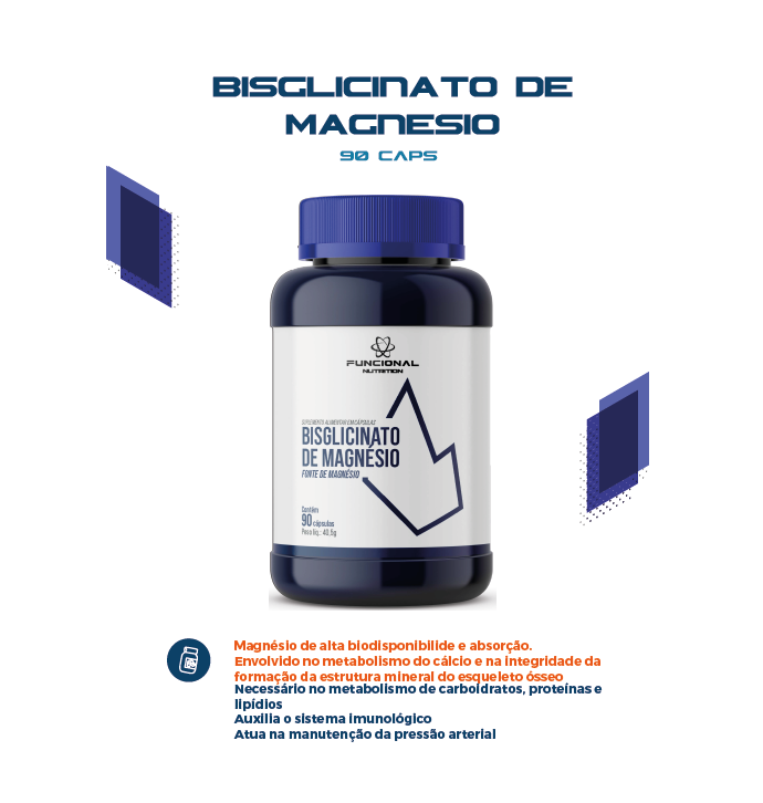 Bisglicinato de Magnésio 450 mg 90 Cápsulas