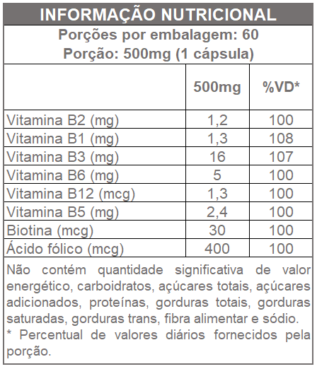 Complexo B 500mg 60 Cápsulas