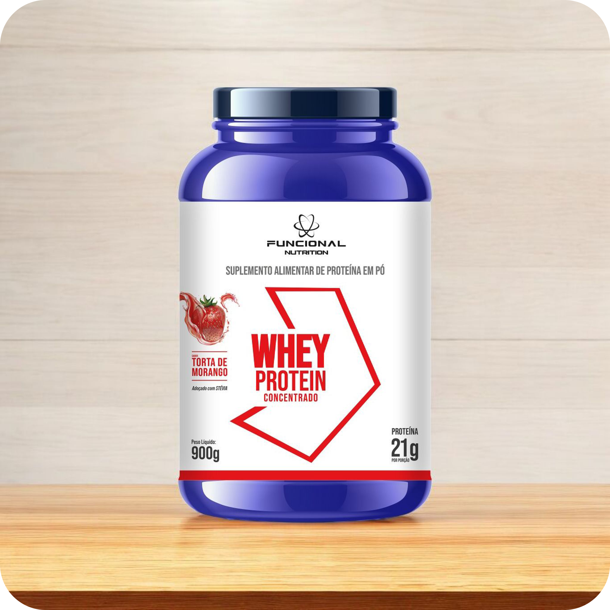 WHEY PROTEIN CONCENTRADO - TORTA DE MORANGO 900 grs
