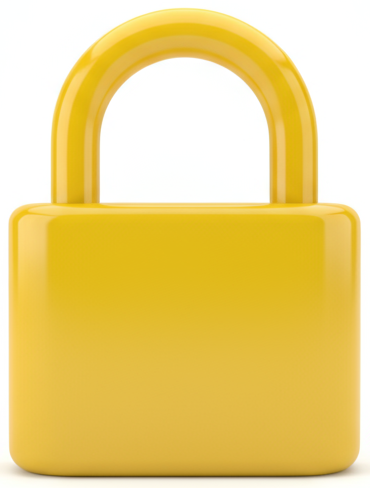 cadeado amarelo com fundo totalmente branco